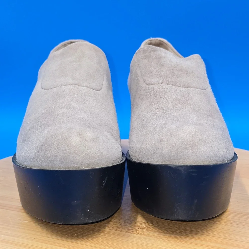 Donald Pliner Cape Taupe Suede Platform Wedge Loafer Womens 9M Grey Chunky Shoes